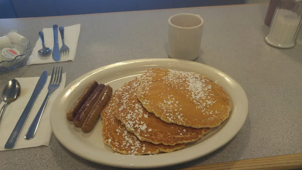 3 Chocolate Chip Pancakes with Sausage
